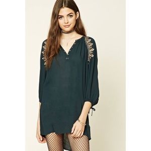 Forever 21 Embroidered Peasant Dress
